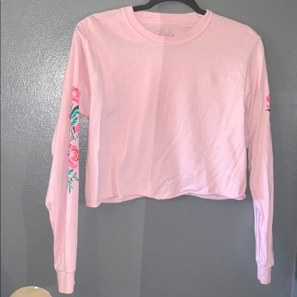 Pink long sleeved crop top